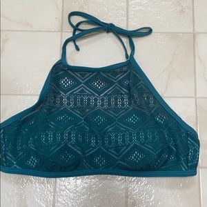 Teal Hula Honey halter neck bikini top